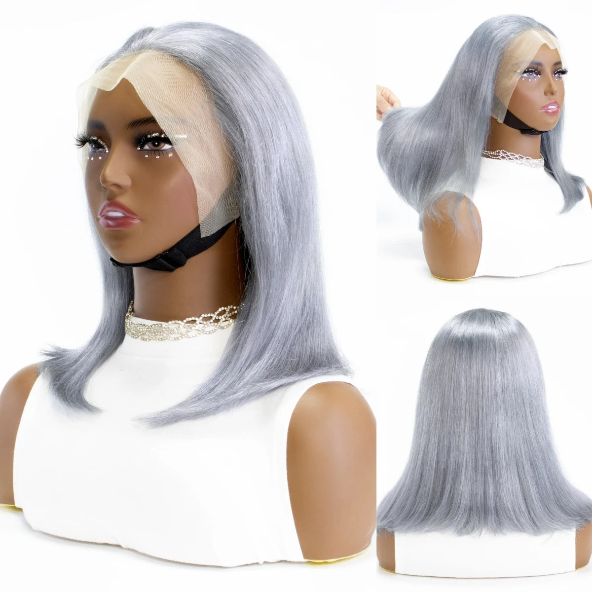 Human Hair Wig Grey Bob Wigs 200% 13x4 HD Transparent Ginger Orange Lace Front Bob Blunt Cut Straight Colored Wigs Pre Plucked