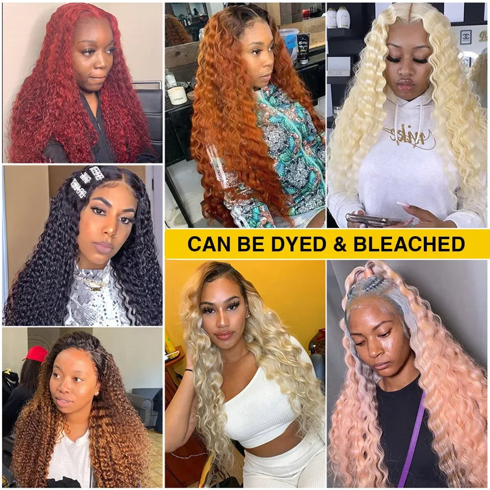 250% 18-36 Inch Invisi Strap 360 Full Lace Wig Water Deep Curly 100% Human Hair Adjustable Drawstring Hd Lace 360 Glueless Wig