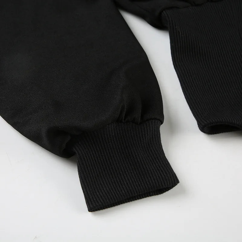 Goth Dark Autumn Winter Faux Fur Collar Solid Hooded Coats Women Casual Slim Waist Zip Hoodies Gothic Jackets Chic Streetwear