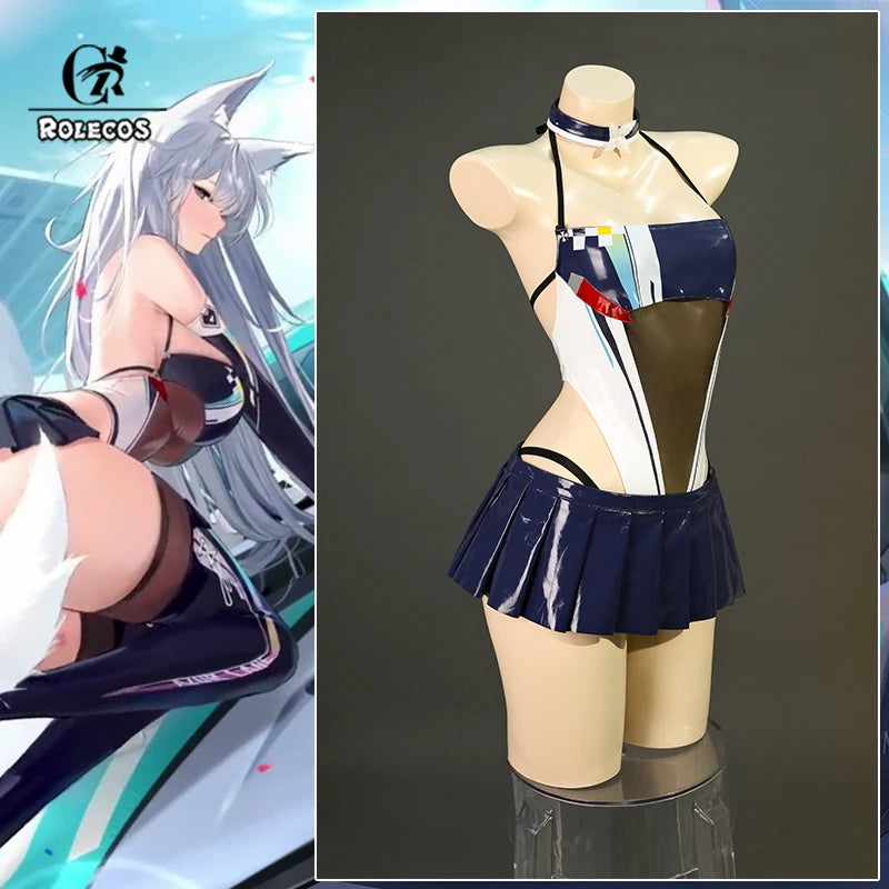 ROLECOS Game HMS IJN Shinano Race Outfits Race Queen Foxgirl Shinano Jumpsuit Women Halloween Activity Party Role Play Outfits