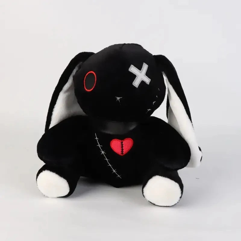 Creepy Goth Bunny Plush Black And White Contrasting Crazy Rabbit Spooky Gothic Bunny CuteStuffed Animal Halloween birthday Gift
