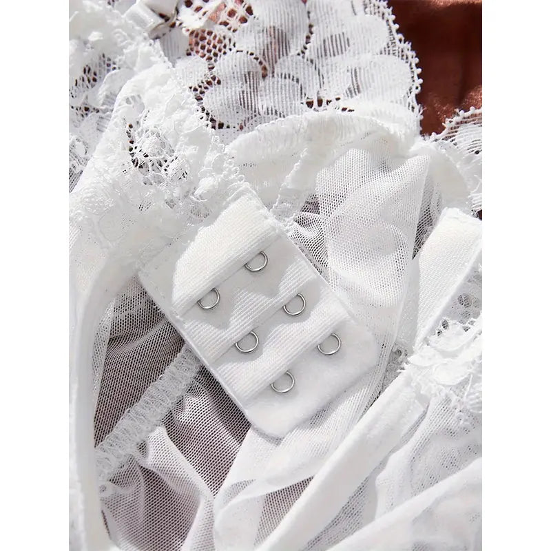 A Set Of Tulle Ultra Sexy Nightgown V-neck Bra Open Sleep Skirt Night Erotic Dress Woman Sheer Pajamas Lingerie Pants Luxury kit