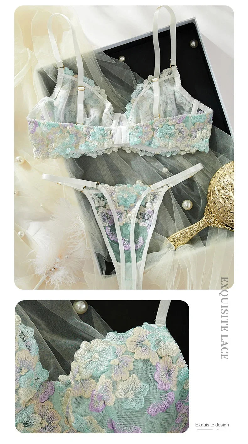 Lingerie Sexy Delicate Underwear Lace Embroidery Bilizna Set Fairy Intim Goods Onlyfans Kit Beautiful Brief Sets