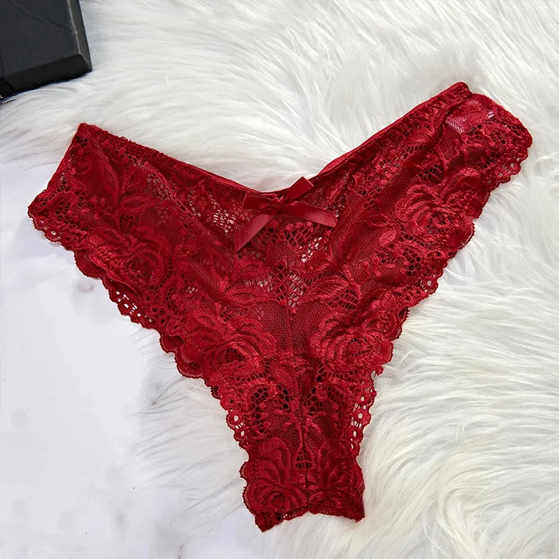 ALLTOOALL Women's Sleepwear Underwear Transparent Sexy Lace Red Lingerie Pijamas Sets Nightdress And Panty Female Nighty Clothes